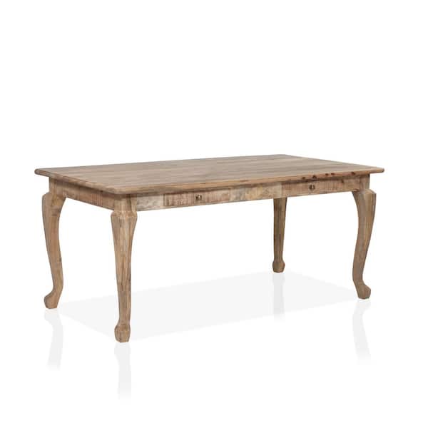 Furniture of America Amani 68 in.L Natural Rectangle Mango Wood Dining Table With 2-Drawers