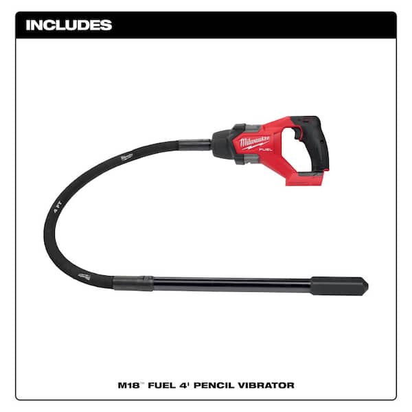 M18 FUEL 18-Volt Lithium-Ion Brushless Cordless 4 ft. Concrete Pencil Vibrator with (1) 6.0 Ah High Output Battery