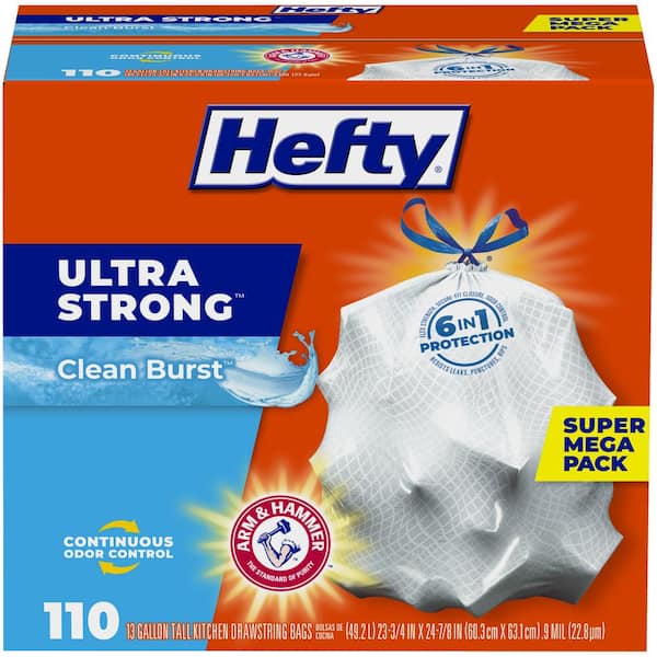 Hefty Ultra Strong 13 Gal. Clean Burst Tall Kitchen Trash Bags (110-Count)