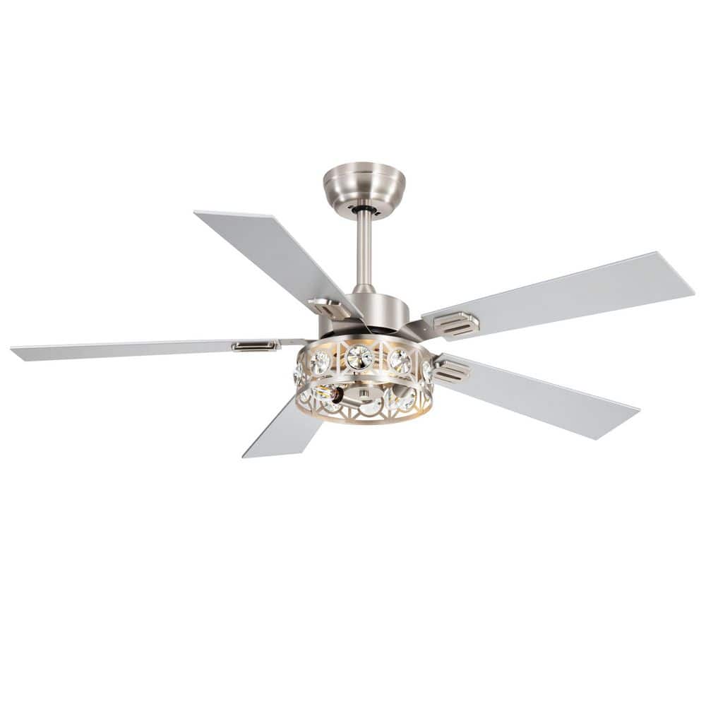 Sergio 48 in. Indoor Crystal Satin Nickel Ceiling Fans with Remote Control and Light Kit Included price history on PriceWatchPro