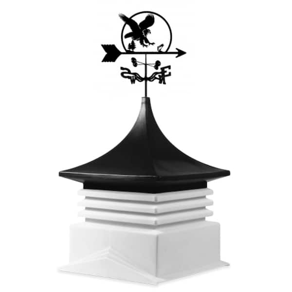 Unbranded 22 in. x 22 in. White Base and Black Top Poly Cupola with Eagle Weathervane