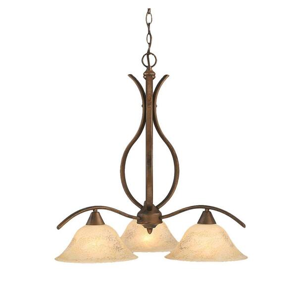 Filament Design Concord 3-Light Bronze Chandelier with Italian Marble Glass