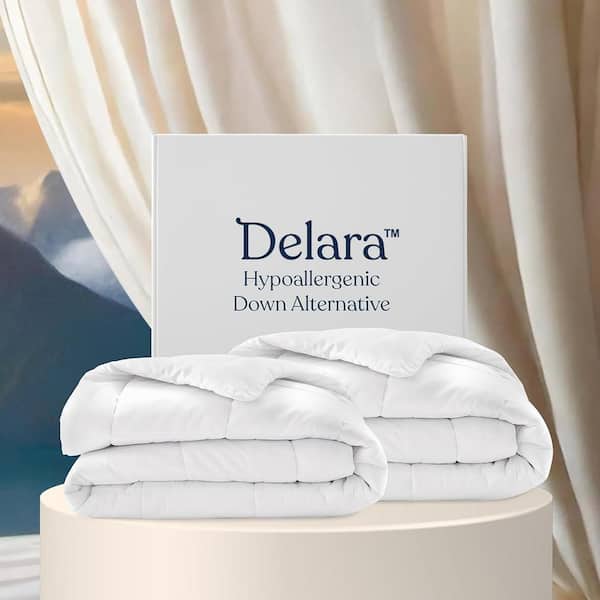 Delara White Queen Down Alternative Filled, Organic Cotton Shell, 3-in-1 Customizable Down Alternative Comforter