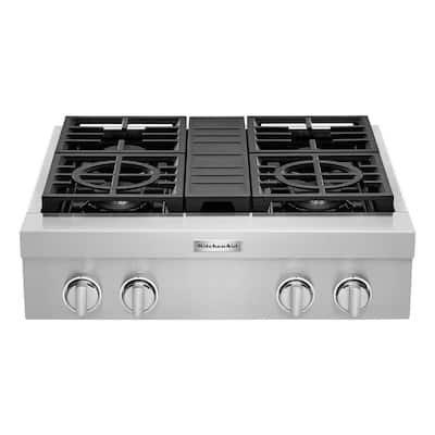 30 in. Gas Commercial Cooktop with 4-Burners in Stainless Steel
