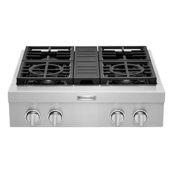 KitchenAid 30 in. Gas Commercial Cooktop with 4-Burners in Stainless Steel