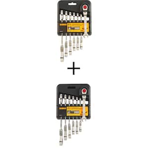 Metric Ratcheting Flex Head Combination Wrench Set and SAE Ratcheting Flex Head Combination Wrench Set (7-Piece)