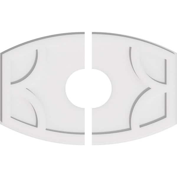 Ekena Millwork 26 in. W x 17-3/8 in. H x 6 in. ID x 1 in. P Kailey Architectural Grade PVC Contemporary Ceiling Medallion (2-Piece)