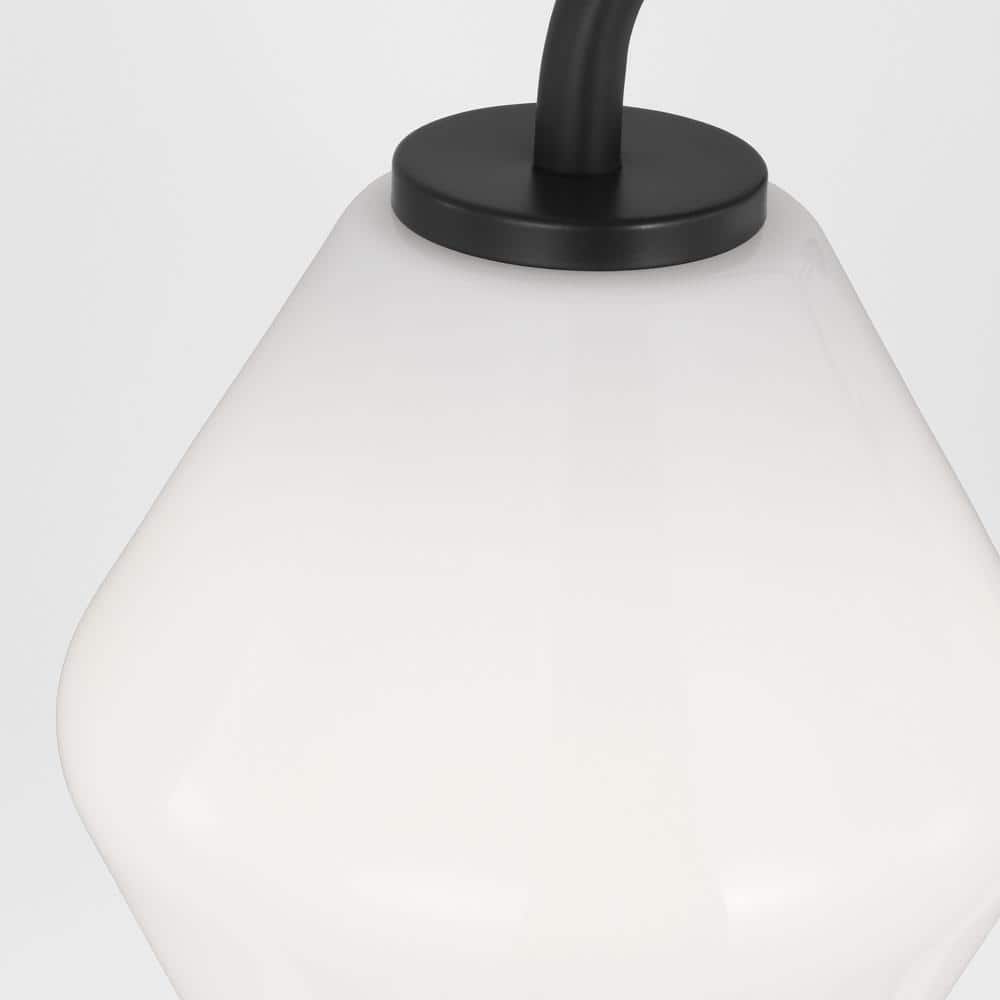 Modern Black Steel Bathroom Vanity Light with Milk Glass Shades