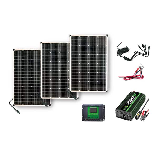 NATURE POWER 330-Watt Polycrystalline Solar Power Kit with 3 x 110-Watt Panels, 750-Watt Power Inverter and 30 Amp Charge Controller