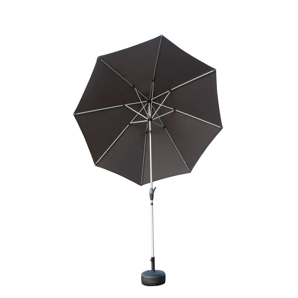 9 ft. Aluminium Adjustable Crank Lift Outdoor Patio Umbrella in Gray