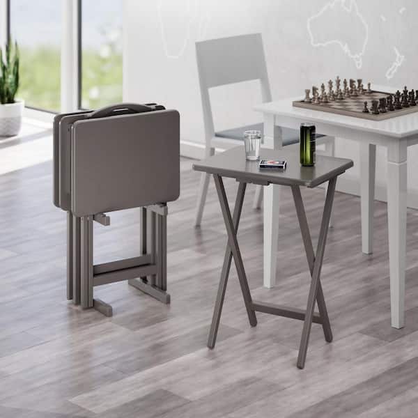 Alex 14.57 In Oyster Gray 5-Pc Snack/End Table Set
