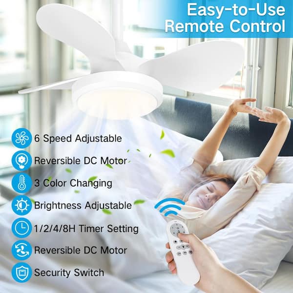 24 in. White Modern Standard Downrod Mount Indoor/Outdoor Ceiling Fan Lamp,Dimmable Integrated LED,Quiet,Remote Included