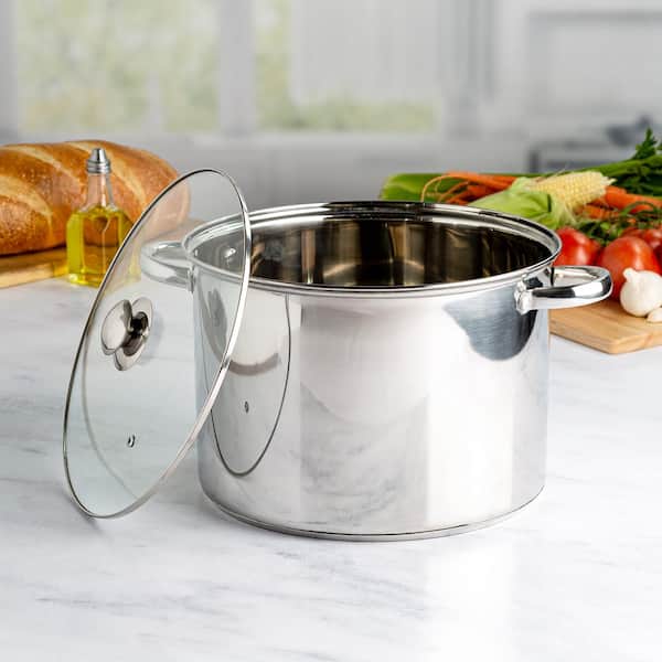 Mainstays Stainless Steel Stock Pot with Glass Lid - 16 qt