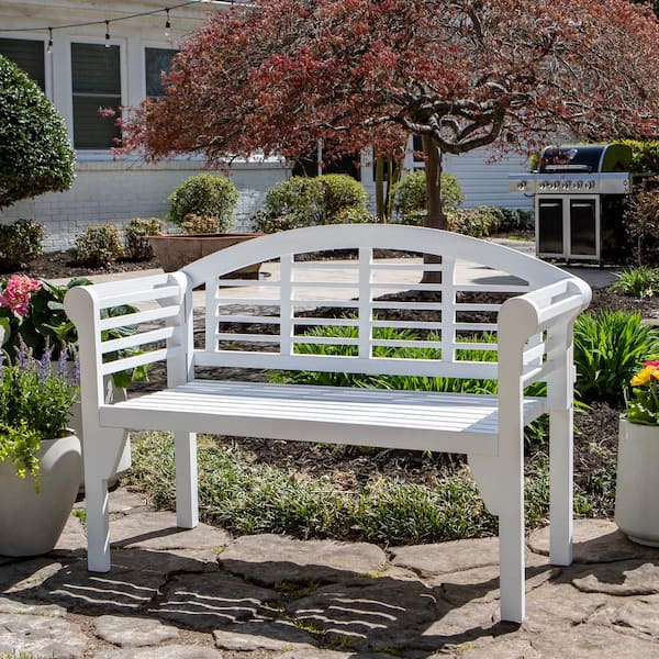 White Decor Therapy FR9470 Terra Wood Outdoor Bench