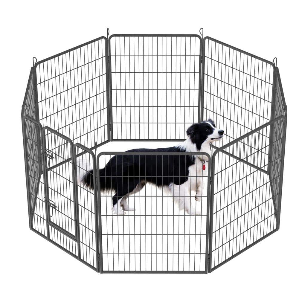 Secure and Stylish: Heavy Duty Dog Whelping Box Fence with Waterproof Pad -  Ideal Indoor Metal Playpen Crate for Dog, Portable Outdoor Exercise Pen  with Door - Perfect for Camping and Yard