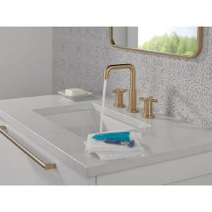 Nicoli 8 in. Widespread Double Handle Bathroom Faucet in Champagne Bronze