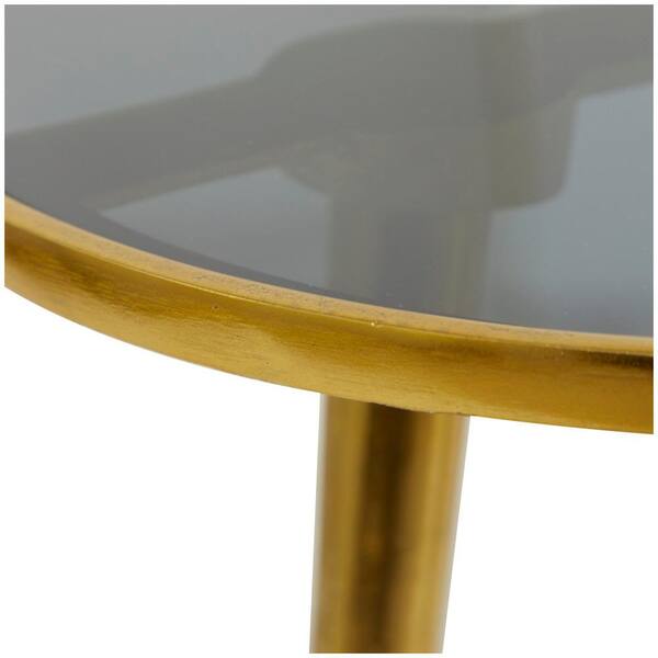 Reviews for Litton Lane 15 in. Black Film Reel Large Round Glass End Accent  Table with Tripod Legs and Glass Top