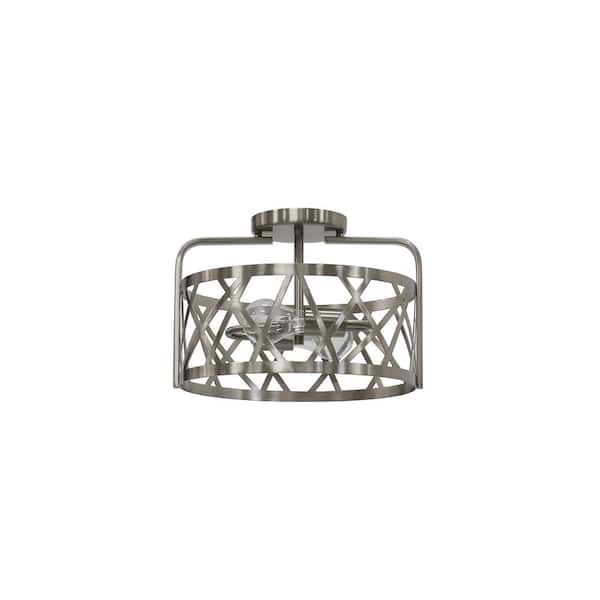 Unbranded Caddo 13 in. 2-Light Brushed Nickel Semi-Flush Mount