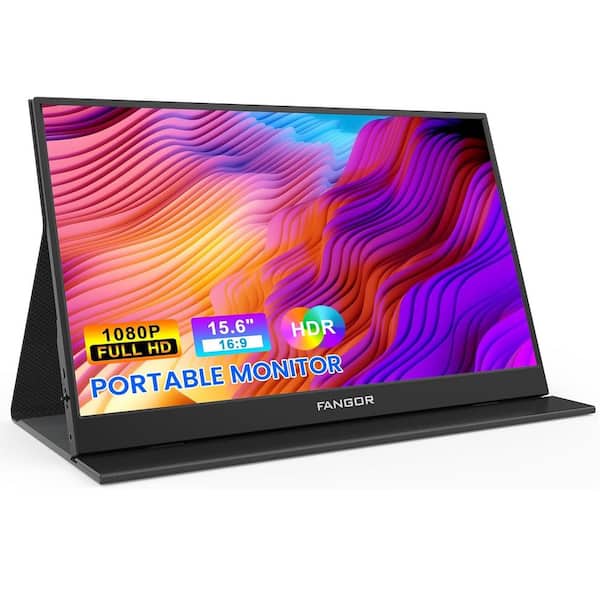 Lukyamzn 15.6 in. FHD 1080P Travel Monitor for Laptop, Ultra-Slim HDR IPS Computer Gaming Display, USB-C HDMI with Smart Cover