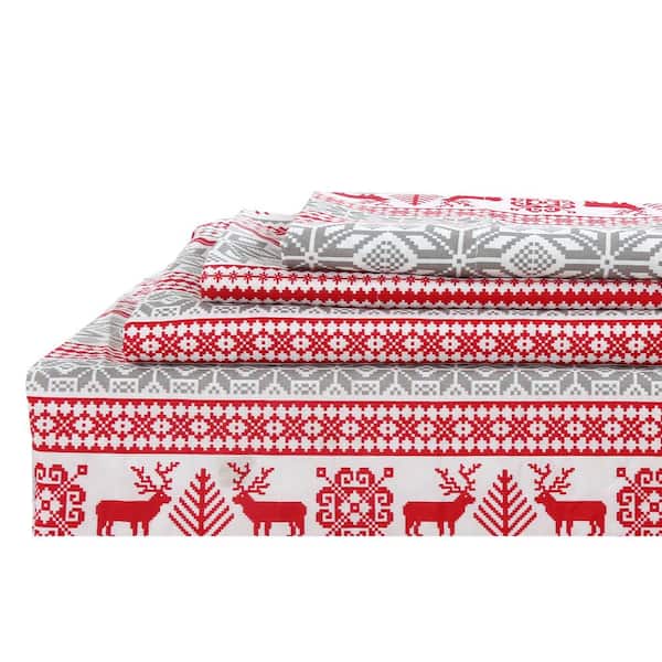 Harper Lane Ivy 4-Piece Microfiber Red Full Sheet Set