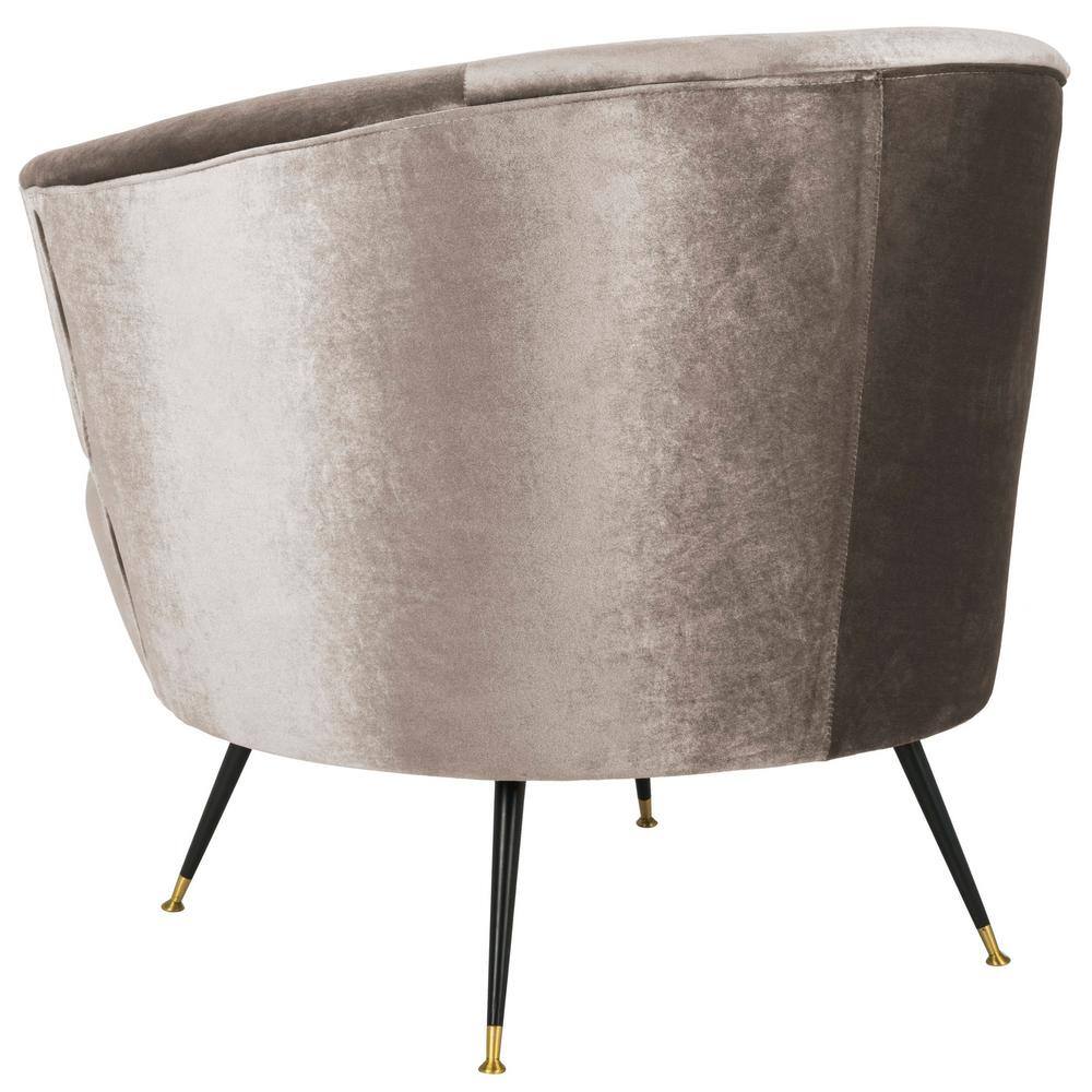 Hazelwood Gray Velvet Barrel Accent Chair with Gold Cap Legs