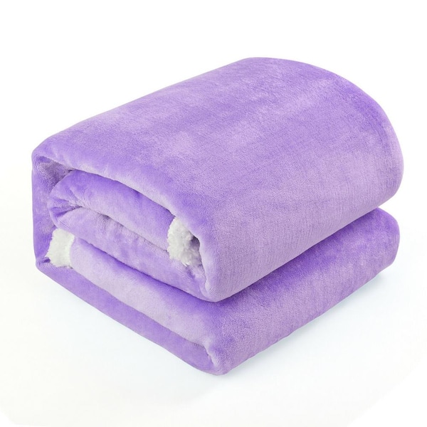 Oumilen Purple Print Flannel Fleece Luxury Lightweight Throw Blanket 50 in.  x 60 in. ON-SHER-X-PU - The Home Depot