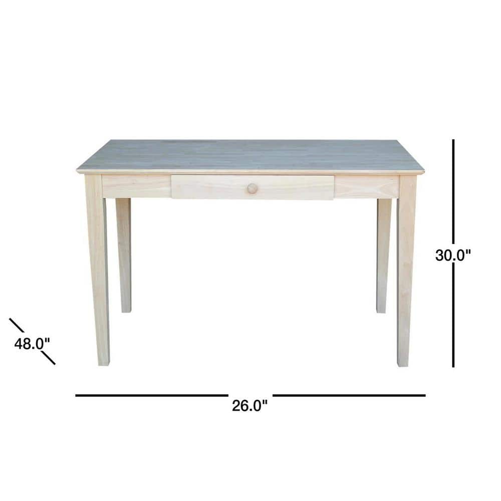 Unfinished Solid Wood Writing Desk with Drawer