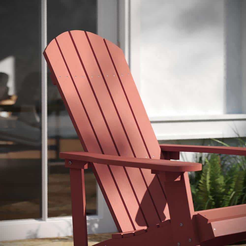 Red Polystyrene Adirondack Rocking Chair with Arms