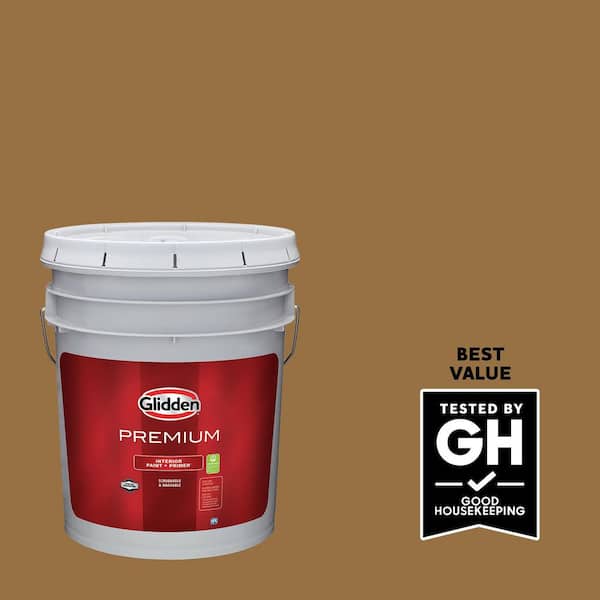 Glidden Premium 5 gal. PPG1087-7 Chewy Caramel Flat/Matte Interior