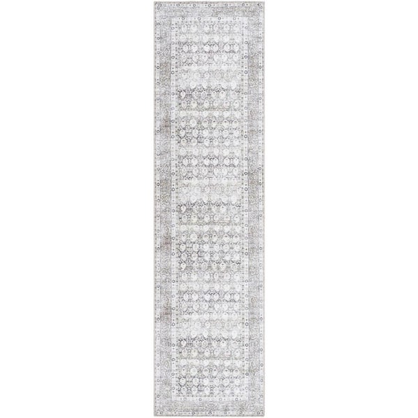 Livabliss Lorelai Ivory/Brown Traditional 3 ft. x 10 ft. Indoor Machine-Washable Area Rug