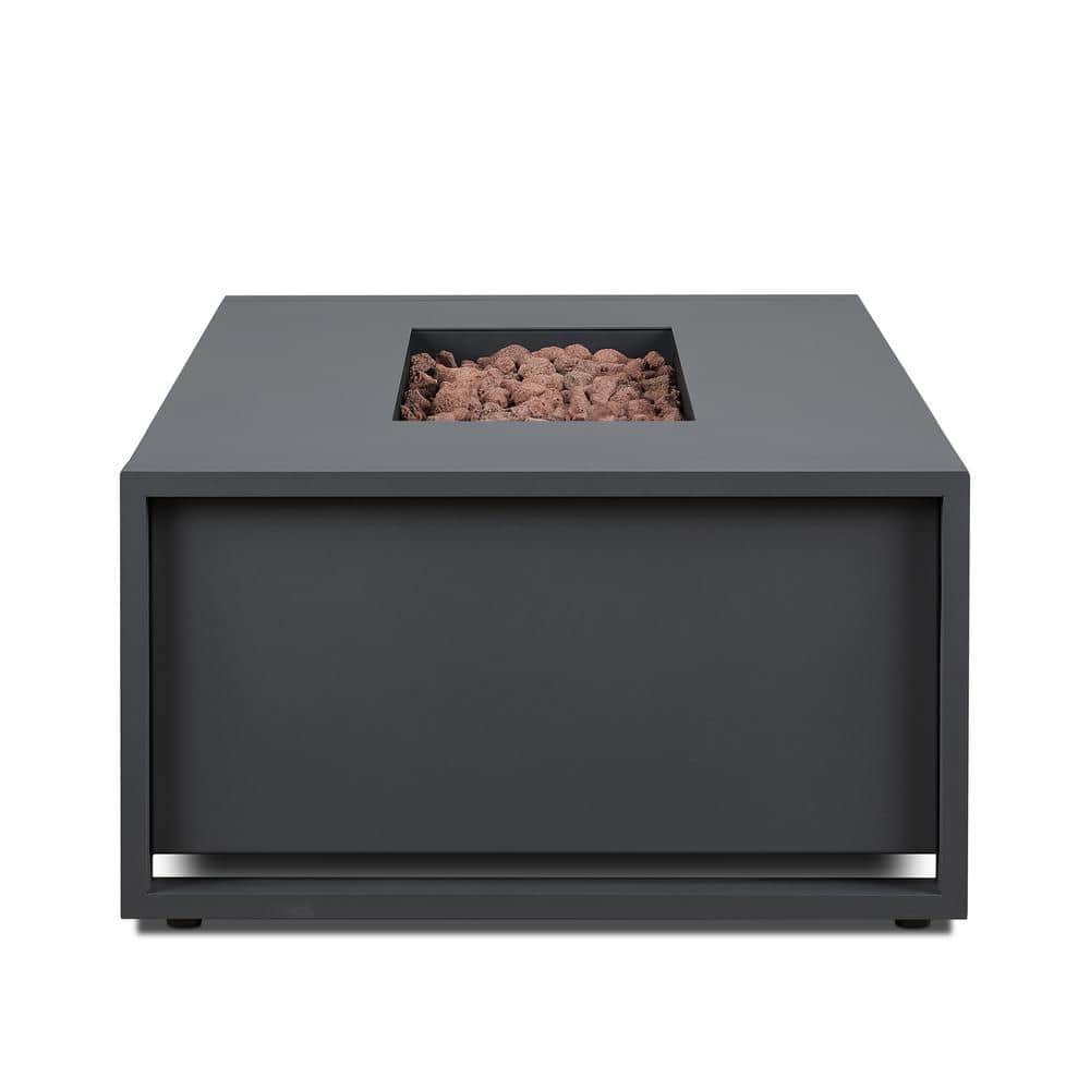 Sleek Gray 52" Aluminum Gas Fire Pit Table with Adjustable Flame