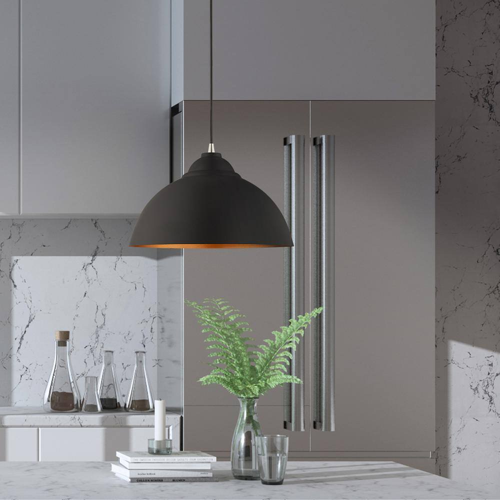 Mini Industrial Chic Black and Gold Pendant Light