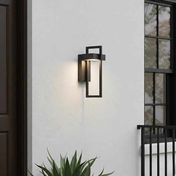 5.12 in. 1-Light Dimmable Waterproof Matte Black Integrated LED Outdoor Wall Sconce for Front Door, Porch, Garage