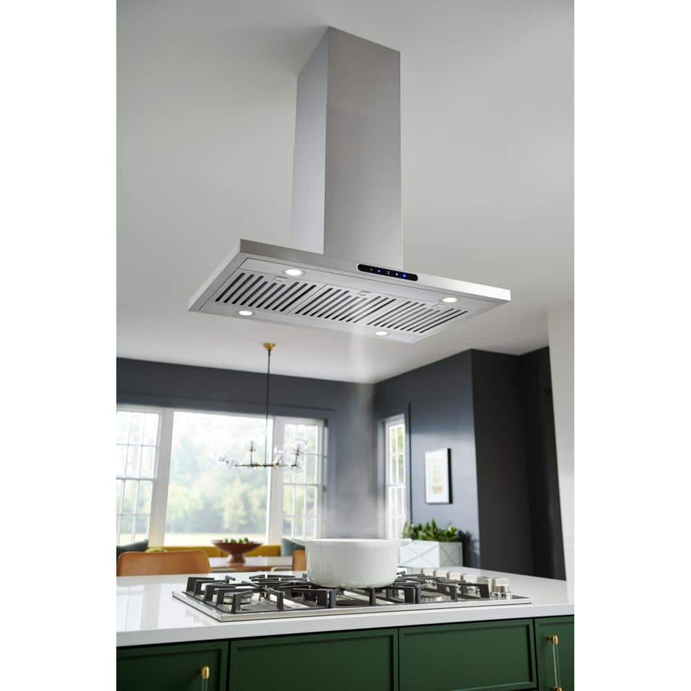 Broan 36" Stainless Steel Convertible Island Range Hood with LED Lighting