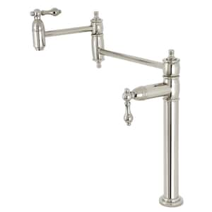 Restoration Deck Mount Pot Filler Faucet in Polished Nickel