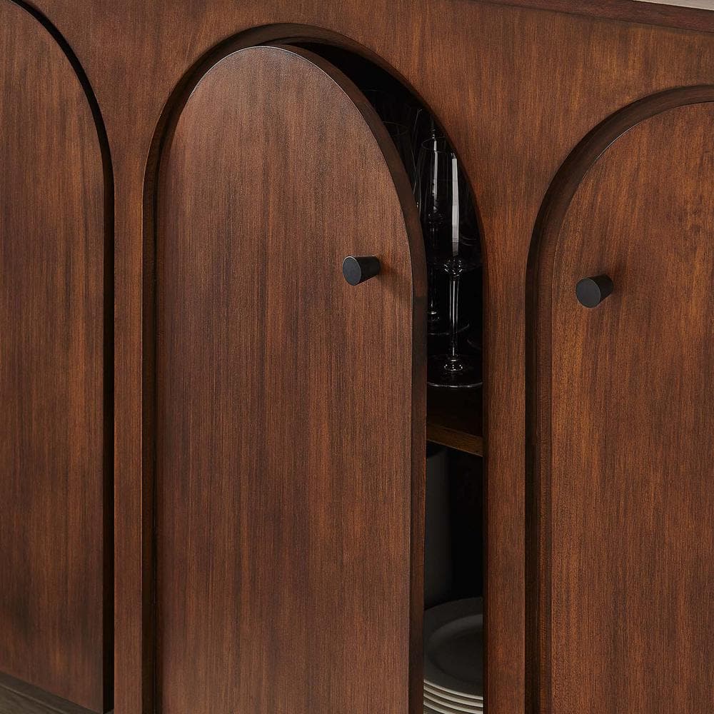 Appia Walnut Wood Veneer 71" Sideboard with Arched Doors