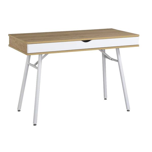 Ludvig Office Desk Computer Table in Classic White and Natural Pine