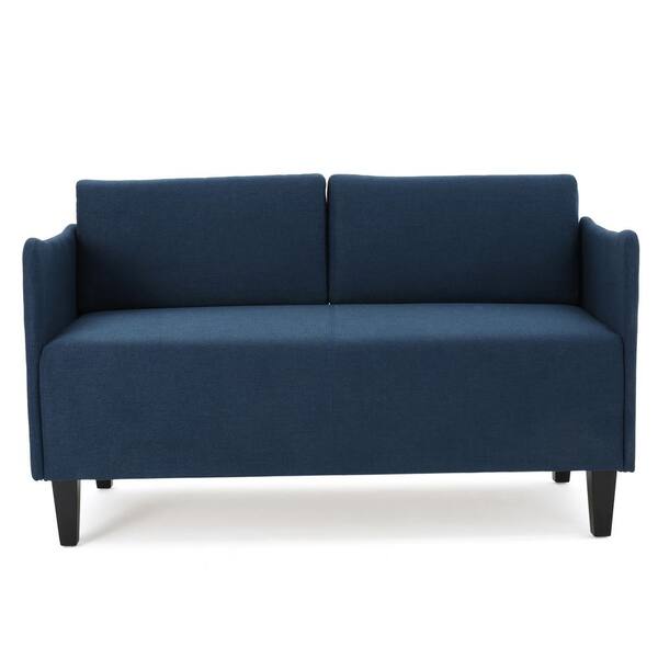 Noble House Nyx 52.1 in. Dark Blue Polyester 2-Seater Loveseat with Square Arms