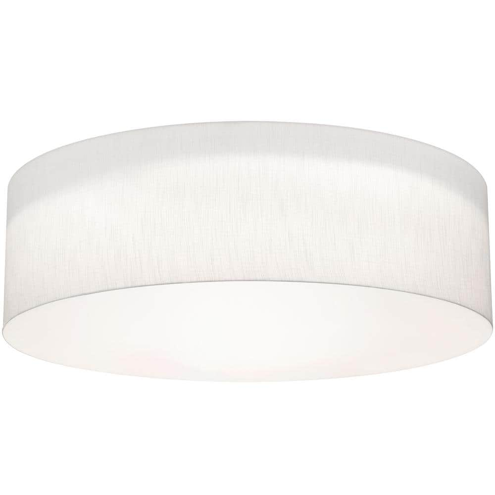 Afx 30 In. 60-watt Integrated Led Flush Mount With White Fabric Shade 