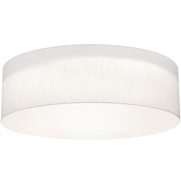 AFX 30 in. 60-Watt Integrated LED Flush Mount with White Fabric Shade