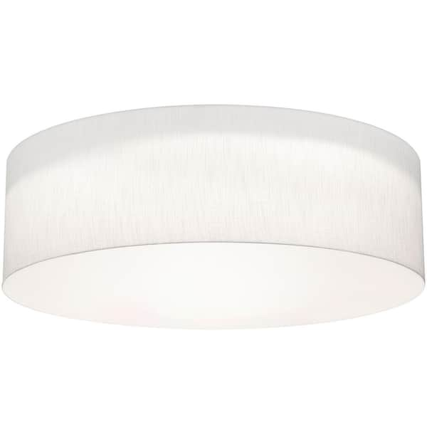 AFX 30 in. 60-Watt Integrated LED Flush Mount with White Fabric Shade ...