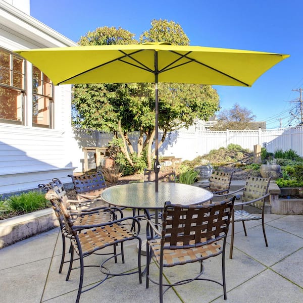 JOYESERY 10 ft. x 6.5 ft. Rectangle Market Aluminum Pole Patio Umbrellas with Tilt Button in Yellow