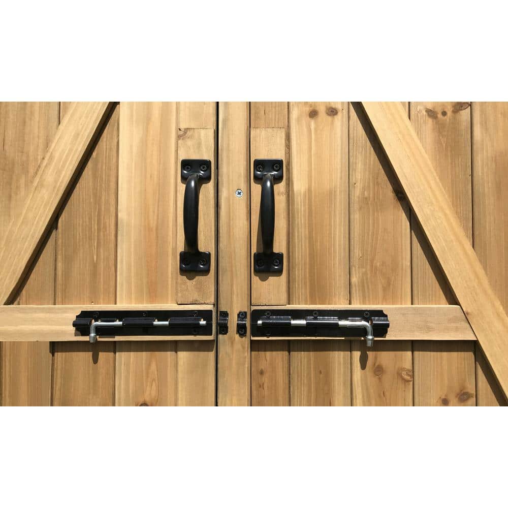 Black Fir Wood Outdoor Storage Shed with Shelving
