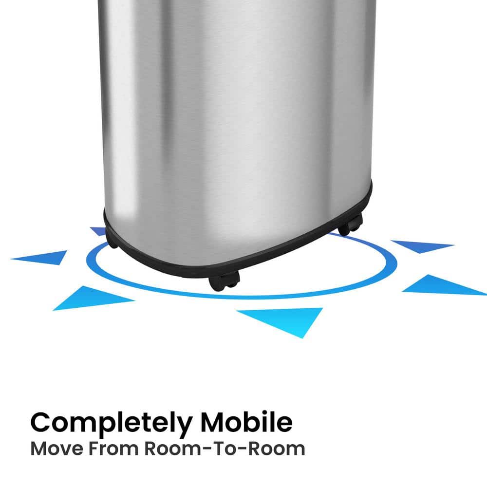 16 Gallon Silver Stainless Steel Wheeled Kitchen Trash Can