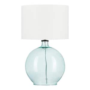 Windmere 21.5 in. Seagrass Green Glass Table Lamp with White Shade