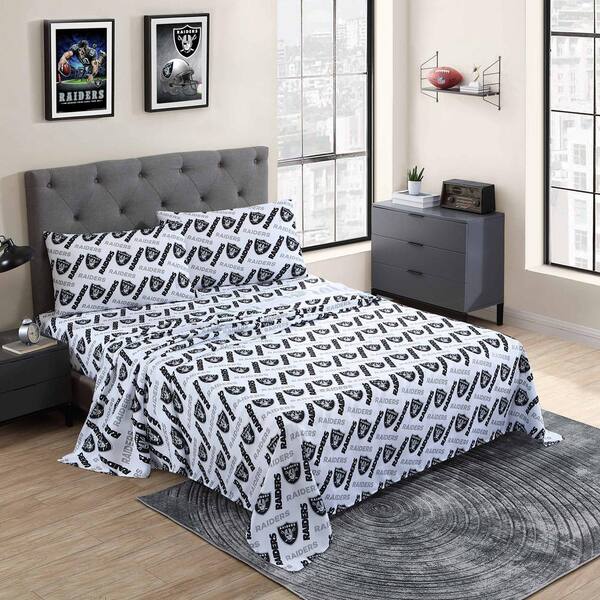 Sweet Home Collection Las Vegas Raiders NFL Officially Licenced 2021 Season 4-Piece Multi Color Microfiber Full Bed Sheet Set
