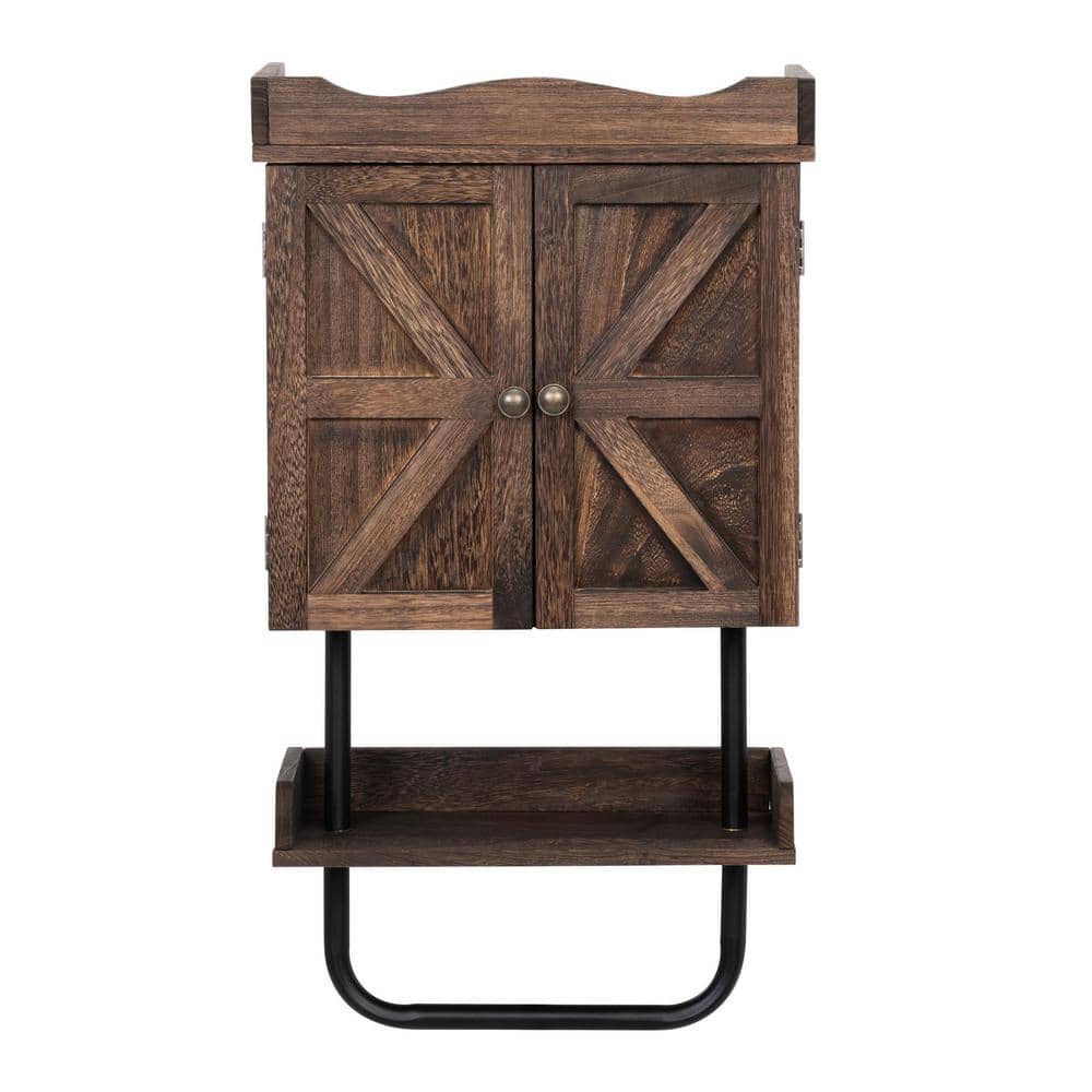 16 in. W x 9 in. D x 29 in. H Bathroom Storage Wall Cabinet in Rustic Brown