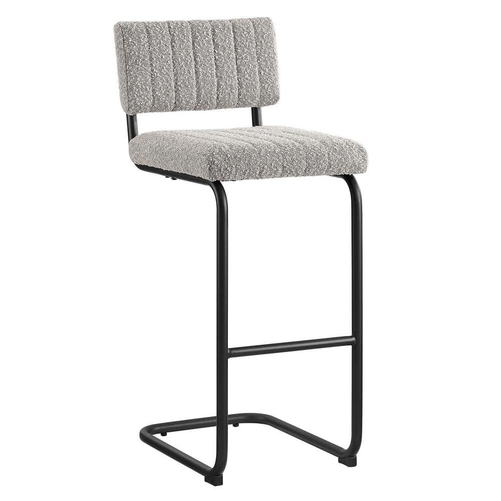MODWAY Parity Boucle 30.5 in. Black Taupe Metal Bar Stool Counter Stool with Upholstery Seat 2 (Set of Included)