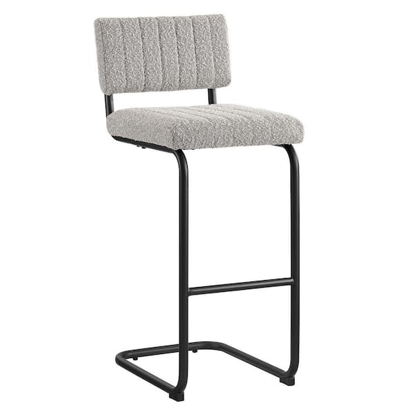 MODWAY Parity Boucle 30.5 in. Black Taupe Metal Bar Stool Counter Stool with Upholstery Seat 2 (Set of Included)