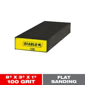 8 in. x 3 in. x 1 in. 100 Grit Fine Extended Flat Edge Sanding Sponge
